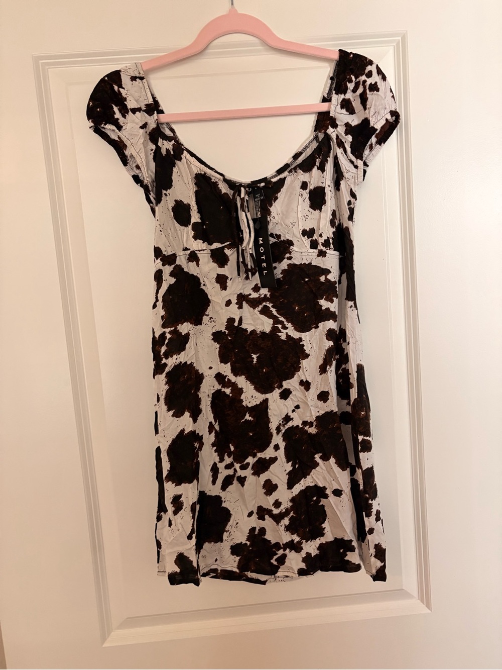 Motel Rocks Brown and White Cow Spot Scoop Neck Tunic